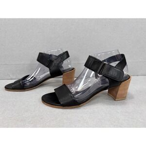 Stuart‎ Weitzman Broadband Leather City Open Tow block Sandals heels Size 9.5